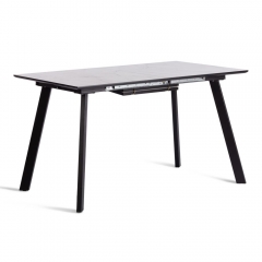 Стол обеденный DARWIN МДФ HPL 0,6 мм/металл, 85х130-170х75 см, Жемчужный перито/чёрный